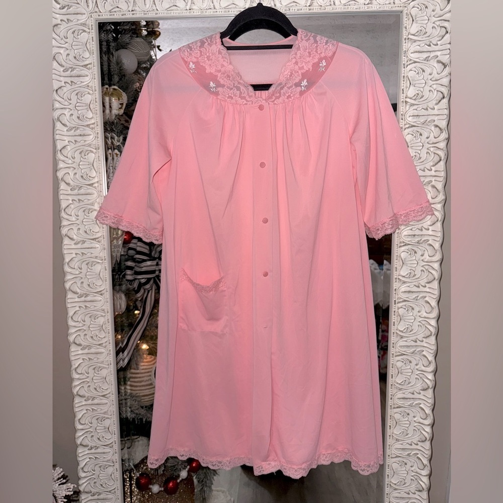 Vintage Shadowline Button Down House Dress Night Gown